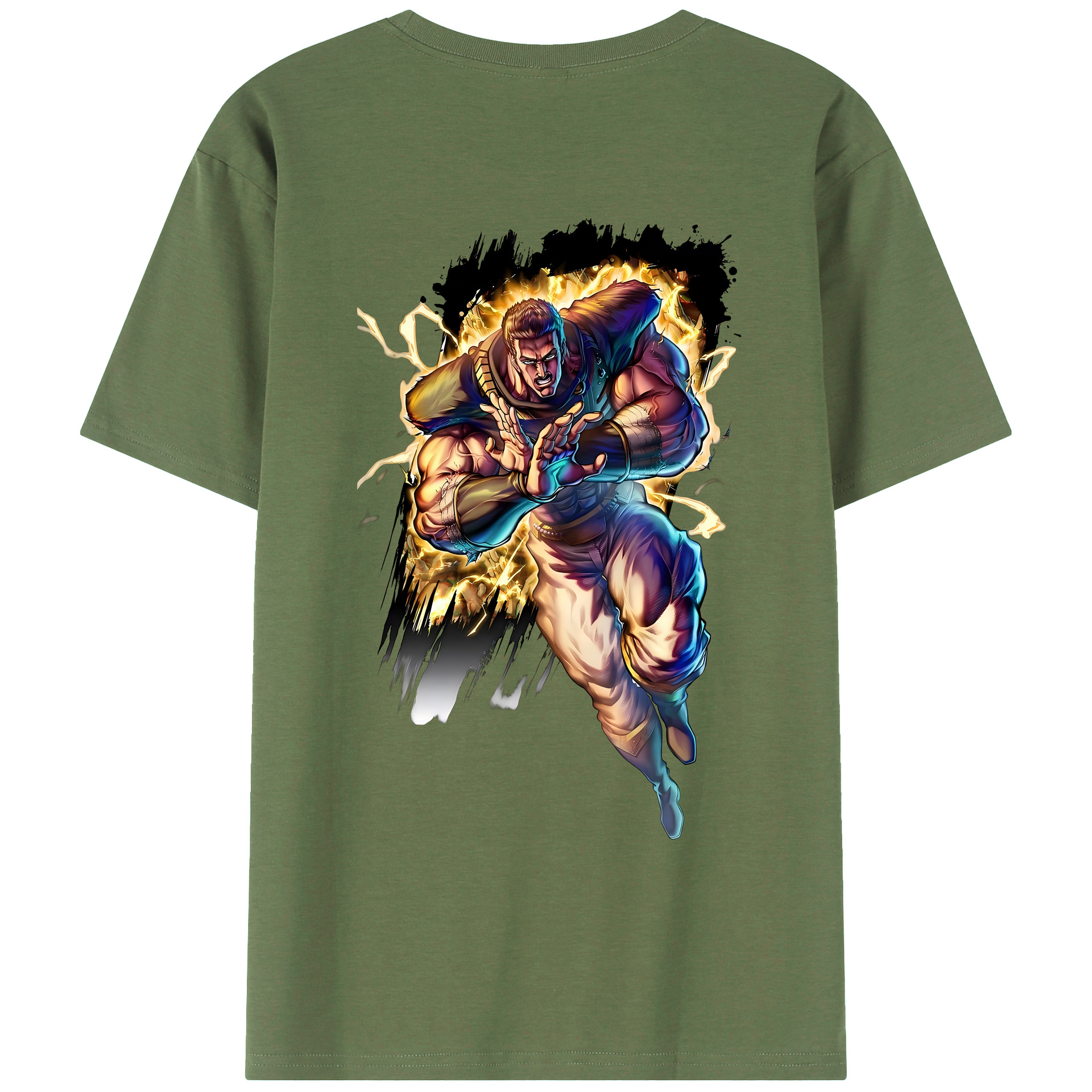 （画像用） 北斗の拳 Fist of the North Star 綿100％ メンズ半袖Tシャツ（バックプリント） 通気性
